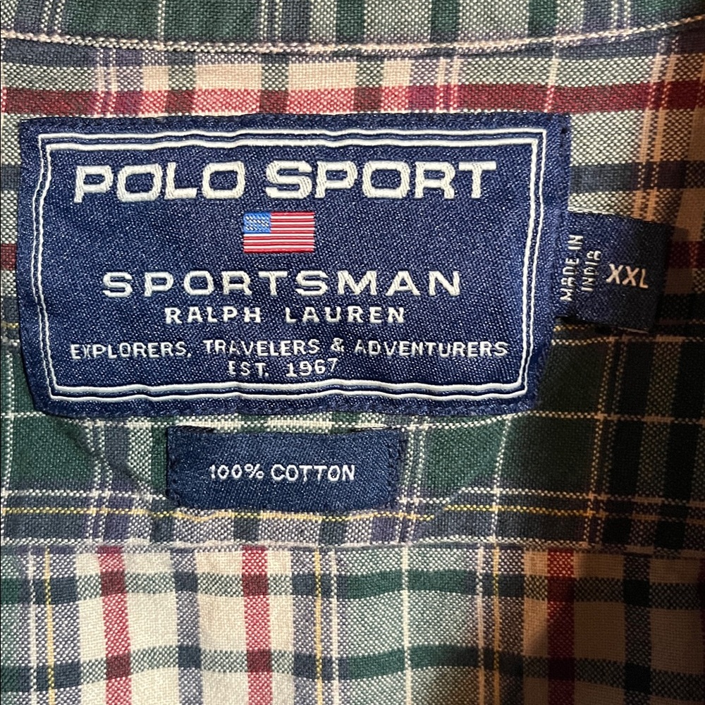 Ralph Lauren Polo Sport Green and White Plaid Button-Down Shirt - Picture 3 of 6
